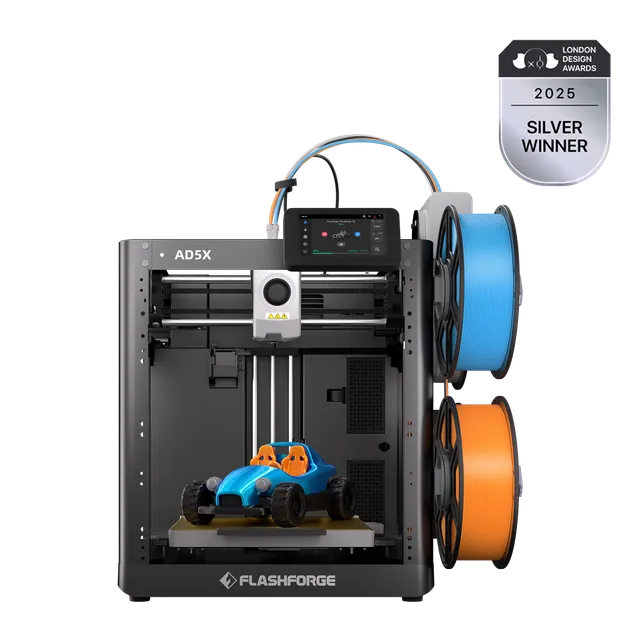 FlashForge AD5X printing a two-tone toy car